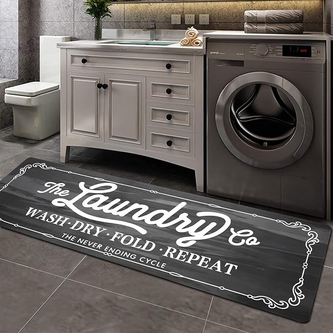Pauwer Farmhouse Laundry Room Rug Runner 20"X59" Non Slip Laundry Rugs