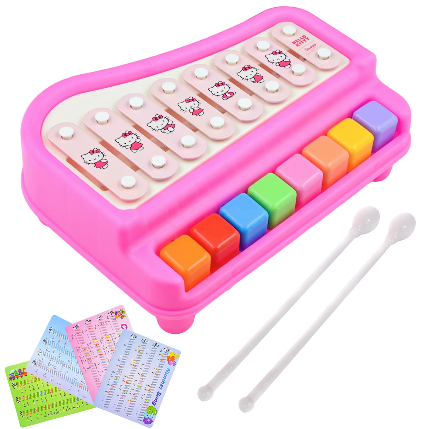 WISHKEY Plastic 2-in-1 Xylophone Piano Toy for Kids, 8 Keys Adorable Hello Kitty Baby Xylophone Piano Musical Toy, Educational Musical Instruments Toyset for Kids, Pink, 3+ Years (Pack of 1) (B0CRZ432TB) Amazon Price History, Amazon Price Tracker