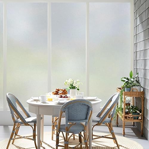 Miniatura 5 de Qualsen - Lámina esmerilada para ventana de vidrio para privacidad, color blanco mate, no adhesiva, se adhiere por estática, protección UV, para las