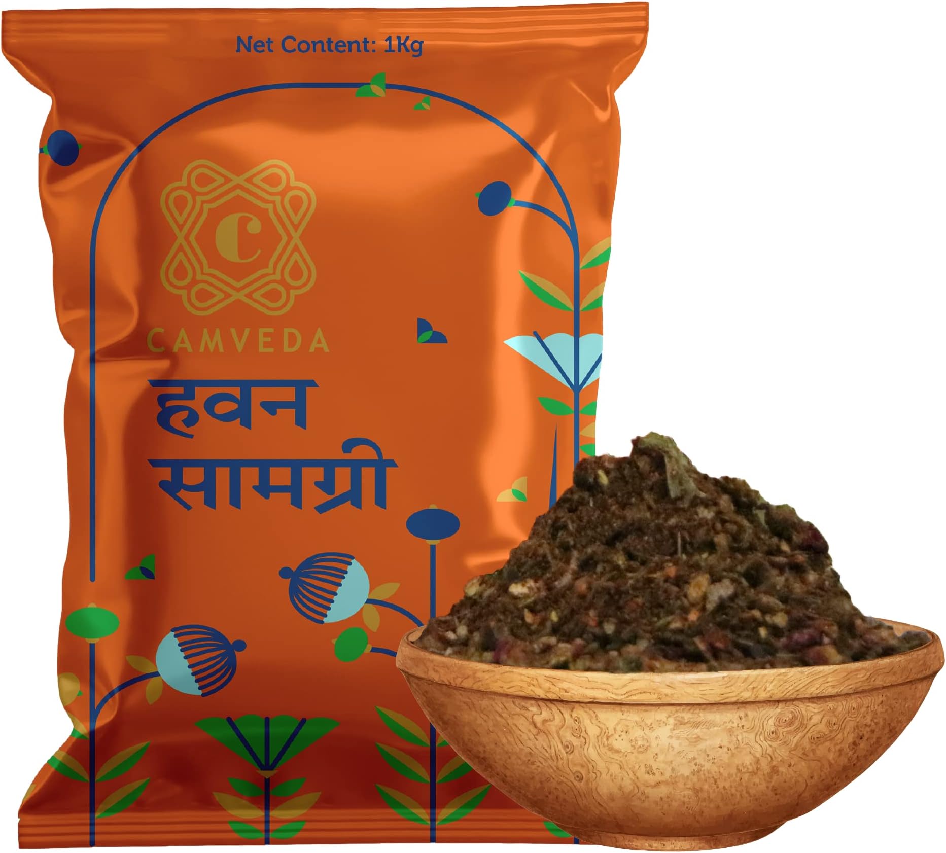 Camveda Hawan Samagri 1KG |100% Pure and Natural | Mixture of Various Dried Herbal Roots and Leaves for Vedic Yagya Pujan. Hawan Worship Pooja Samagri