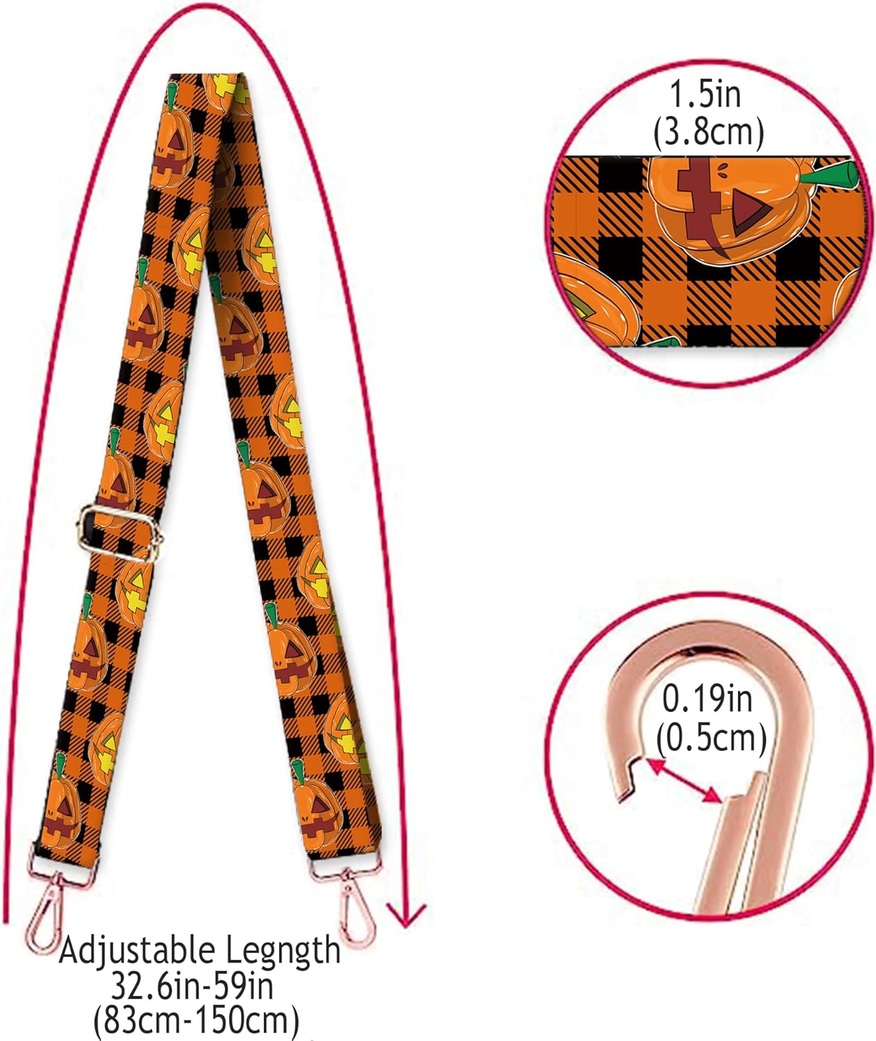 Shoulder Purse Strap Replacement Adjustable Belt, 1.5" Wide Crossbody Purse Strap Cute for Women Canvas Bag Handbag - Image 5