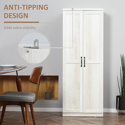 Miniatura 6 de HOMCOM Despensa de cocina de 2 puertas de 63 pulgadas, armario de almacenamiento independiente con estantería de 5 niveles y 2 estantes ajustables