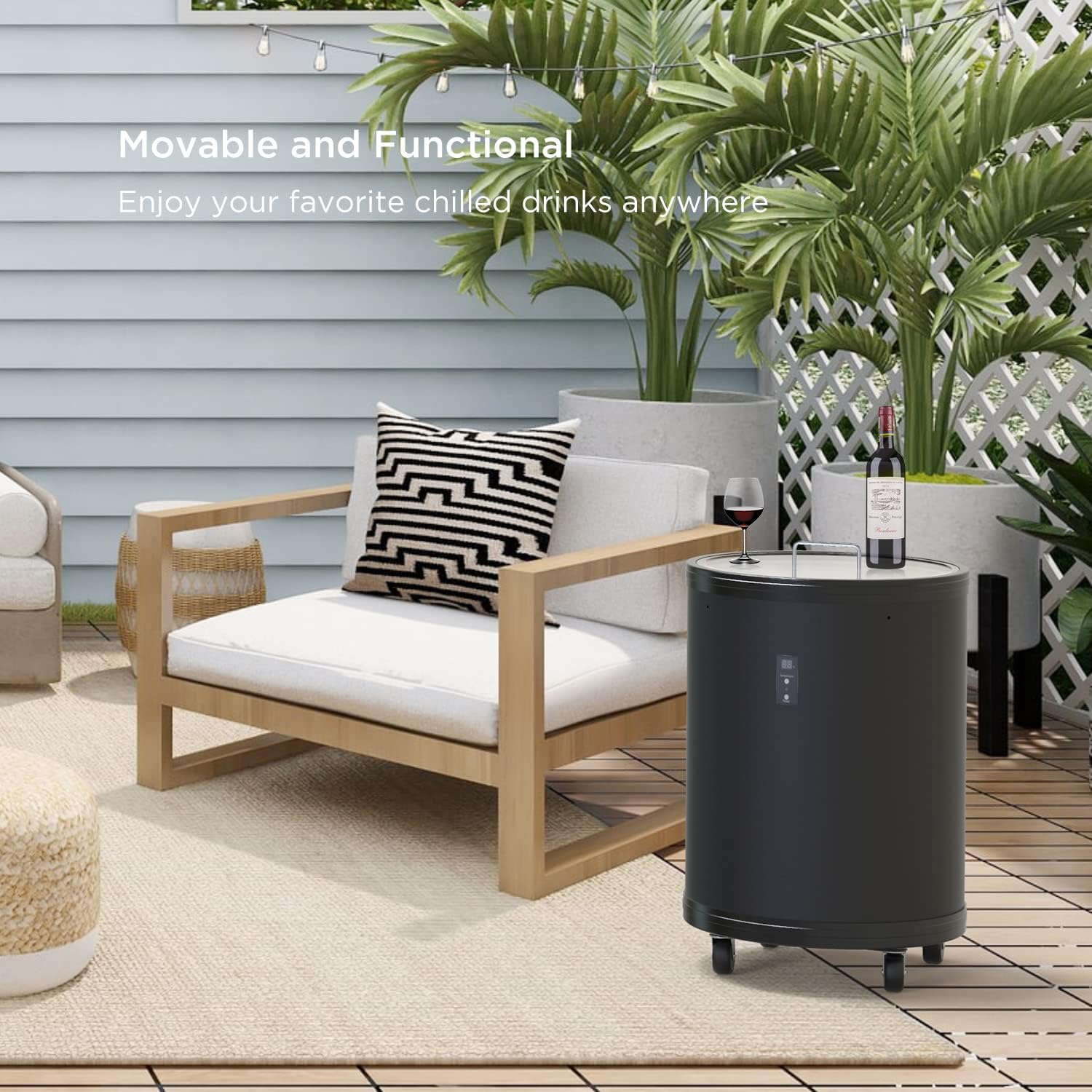 WATOOR Party Cooler Fridge placed on a patio