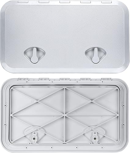 Miniatura 2 de smartmarine Escotilla de cubierta de barco marino de 24 x 14 pulgadas, escotilla y tapa de acceso para barco, negroblanco