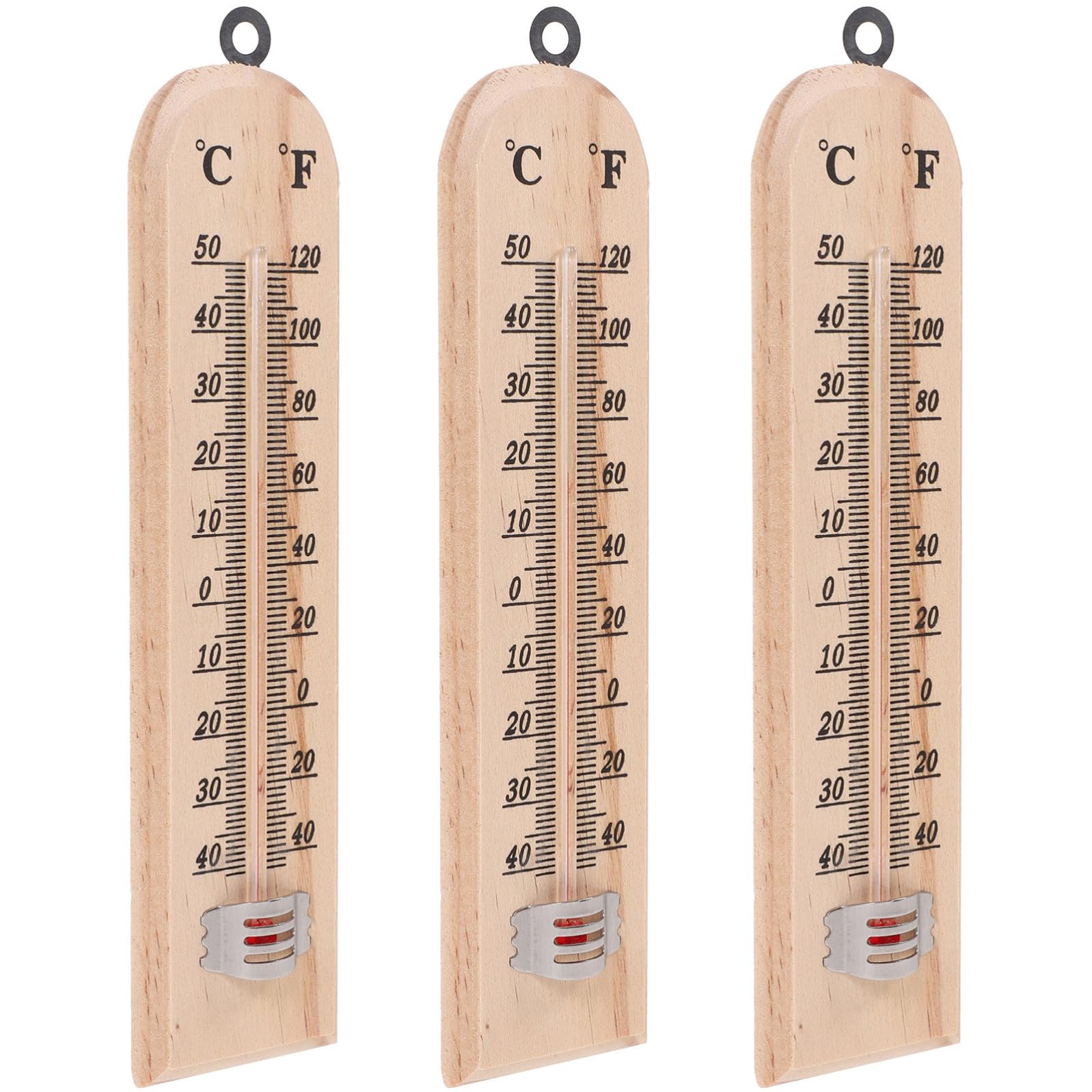 Termometro Ambiente in Legno, 3 Pezzi, Misura Temperatura Appeso