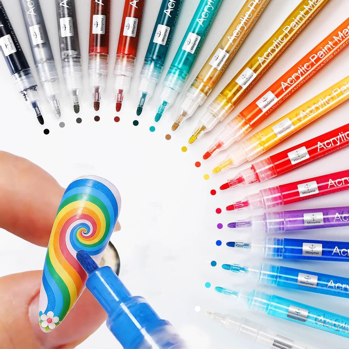 Nail Art Pens Markers Set,Christmas Gifts,18 Colors Acrylic Paint Markers Nail Polish Set for Drawing, Dotting, Lining, Complete DIY Manicure Kit for Home Salon,Christmas Gifts & Nail Designs