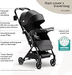 Mompush Lithe V2 Poussette légère + Plateau à collations, Pliage ultra-compact et prête pour les voyages en avion, Siège inclinable presque à plat, Porte-gobelet, Housse de pluie et sac de voyage inclus