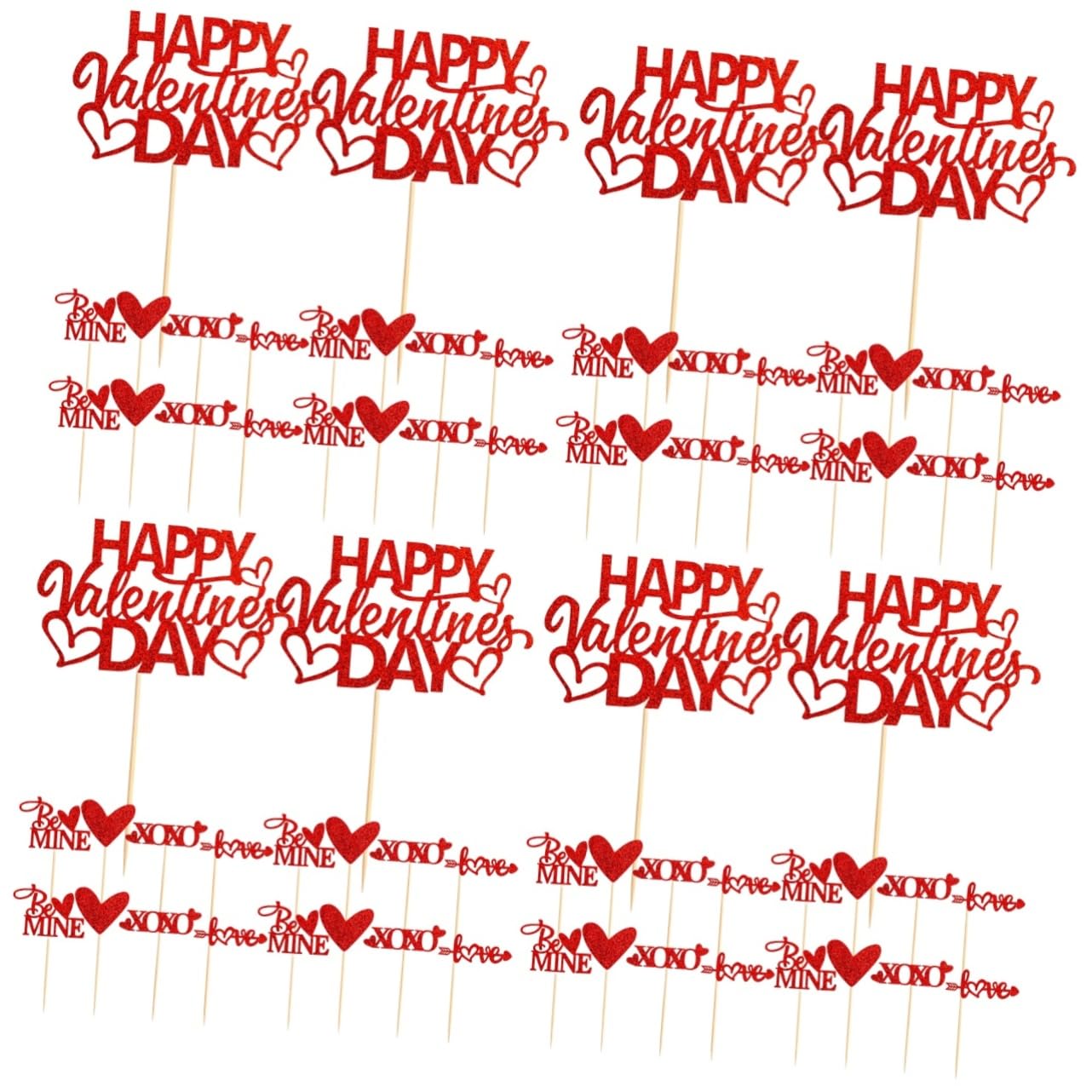 ERINGOGO 200stücke Valentinstag Cupcake Toppers Rote Glitzer-herzchen Für Hochzeiten Geburtstagsfeiern Babypartys Und Themenfeiern Lebensmittelsicher Und Wiederverwendbar Einfache Montage