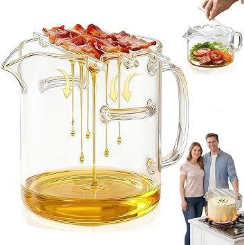 2026 New Glass Microwave Bacon Cooker, 2.1L/74Oz Glass Bacon Cooker for Microwave Oven, Heat-Resistant Borosilicate Cooking Pot for Home Cooking, Picnics & Barbecues, Easy Clean