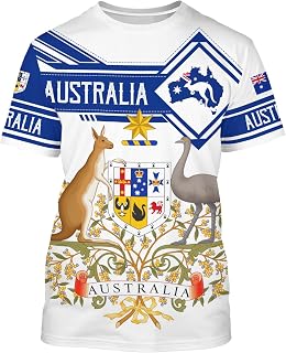 Australia Flag T-Shirt Novelty Tee Australia Badge Printed Crewneck Short Sleeve Casual Top