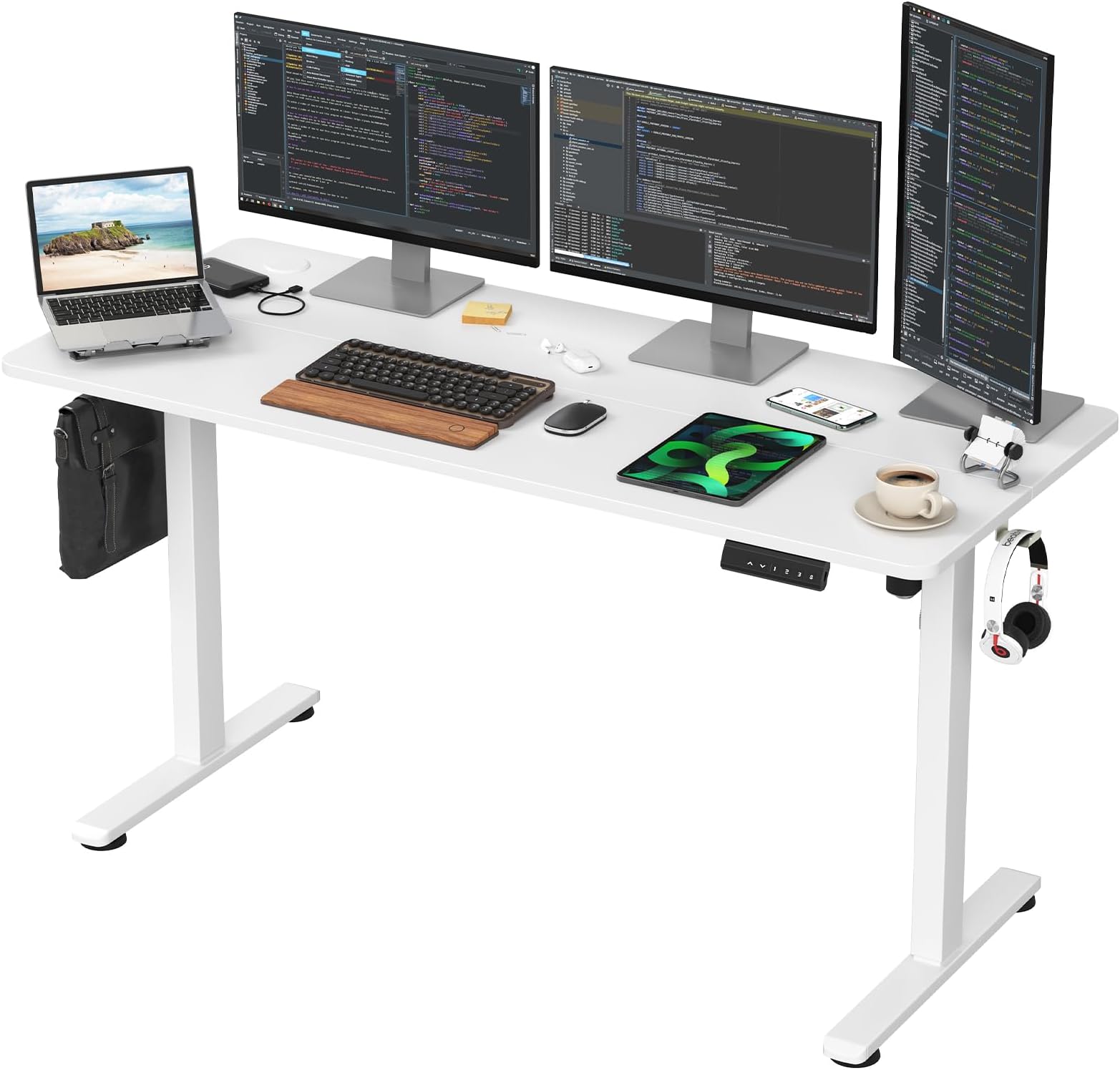 Farini Electric Standing Desk Adjustable Height Sit Stand Home Office Desk with Splice Board