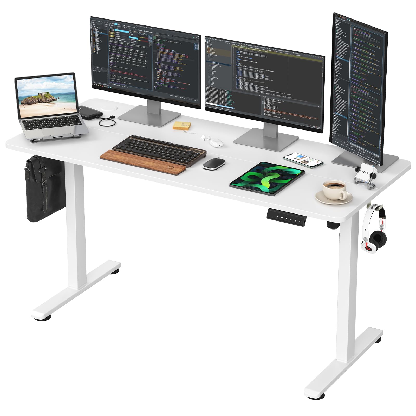 Electric Standing Desk with Memory Preset 55 x 24 Inches Sit Stand up Desk Adjustable Height Desk Home Office Computer Workstation