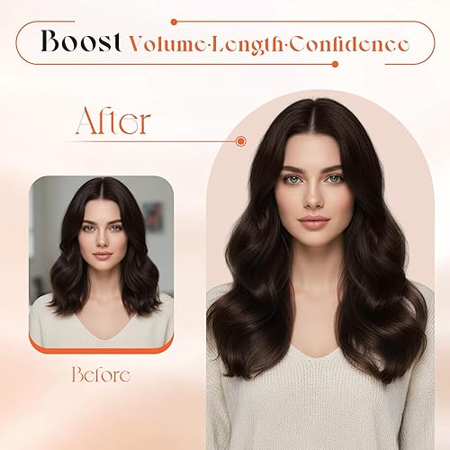 Miniatura 6 de Sunny Hair - Extensiones de clip de cabello humano real para añadir volumen, castaño oscuro #2 - 14 pulgadas, 7 unidades, 3.53 onzas