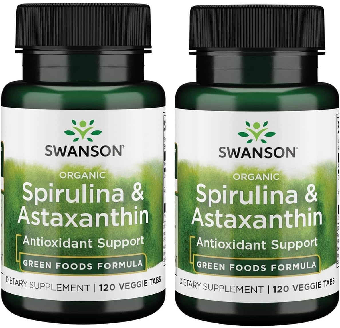 Swanson Organic Spirulina & Astaxanthin 120 Veg Tabs (2 Pack)