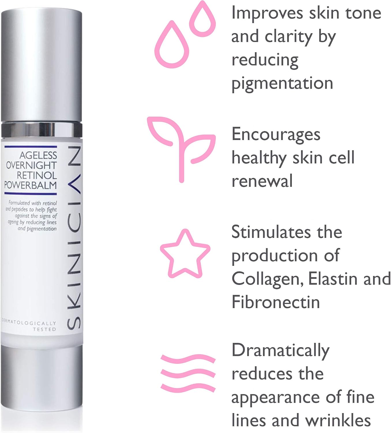 SKINICIAN Ageless Overnight Retinol Powerbalm, Anti-Ageing Retinoid Face Serum - Image 3
