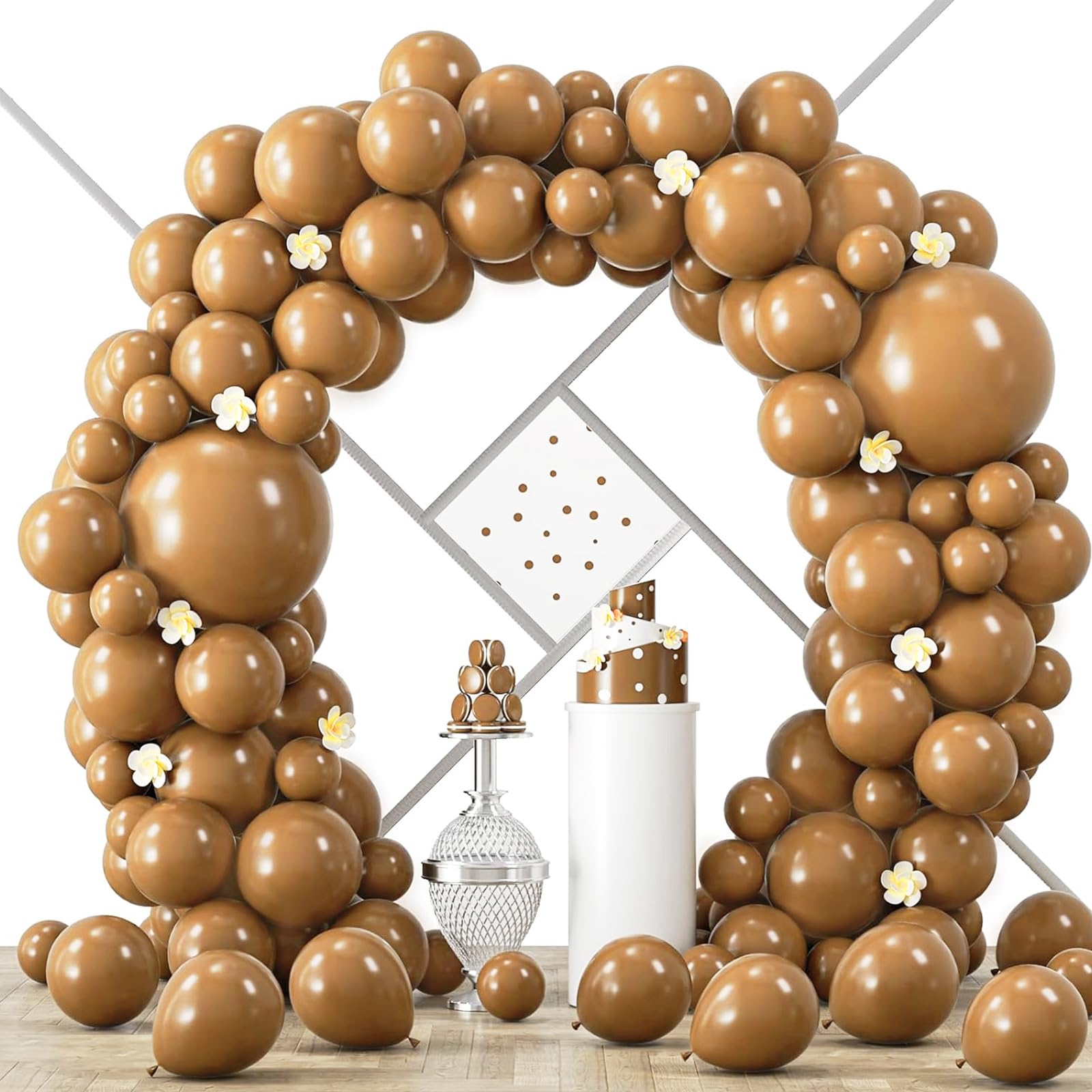 Voircoloria 90pcs Brown Balloons Garland Arch Kit, 18 12 10 5 Inch