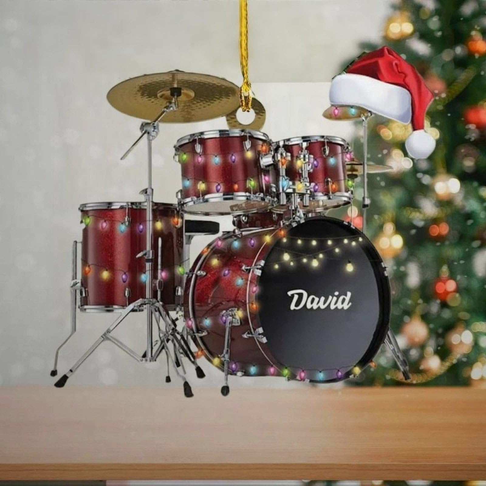 Luckluccy Style Custom Acrylic Drum Ornament,Personalized Christmas Decoration,Ornaments For Christmas Tree,Gifts For Drummer And Players ( 2