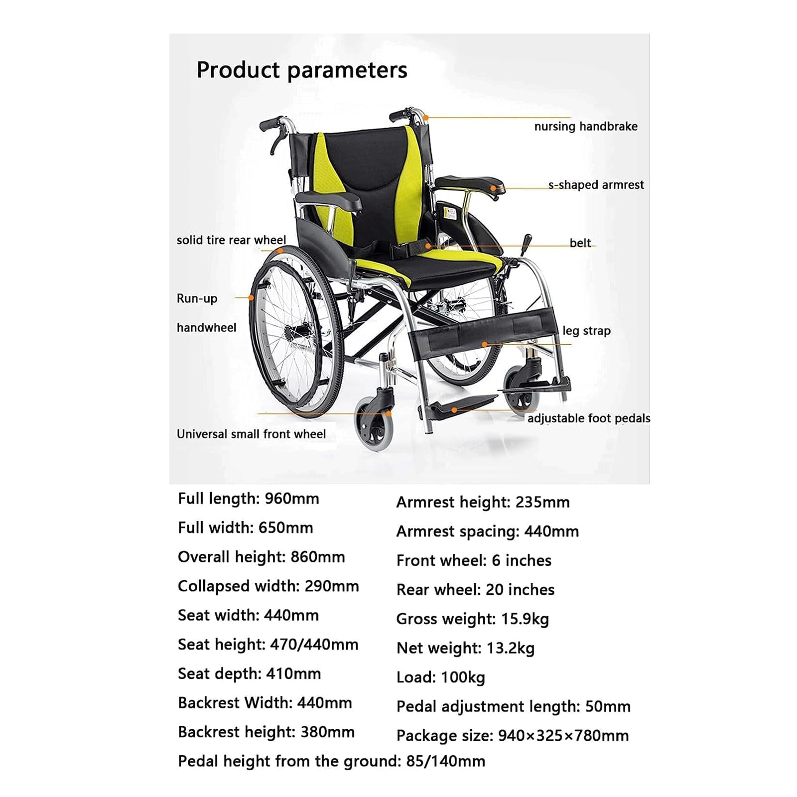 Wózek Inwalidzki, Transportowy Wózek Inwalidzki Lekki Wózek Inwalidzki Aluminiowy Składany Transportowy Wózek Inwalidzki Ręczny Wózek Inwalidzki