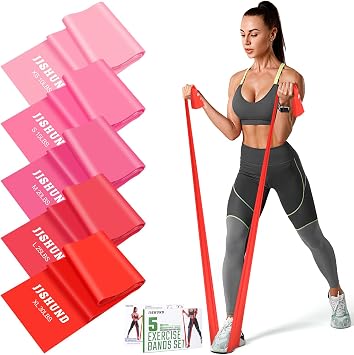 Resistance Bands Set, 5 Pcs Exercise Bands Elastic Stretch Bands for Yoga Pilates Fitness Stretching Strength Training, Workout Bands for Home Gym