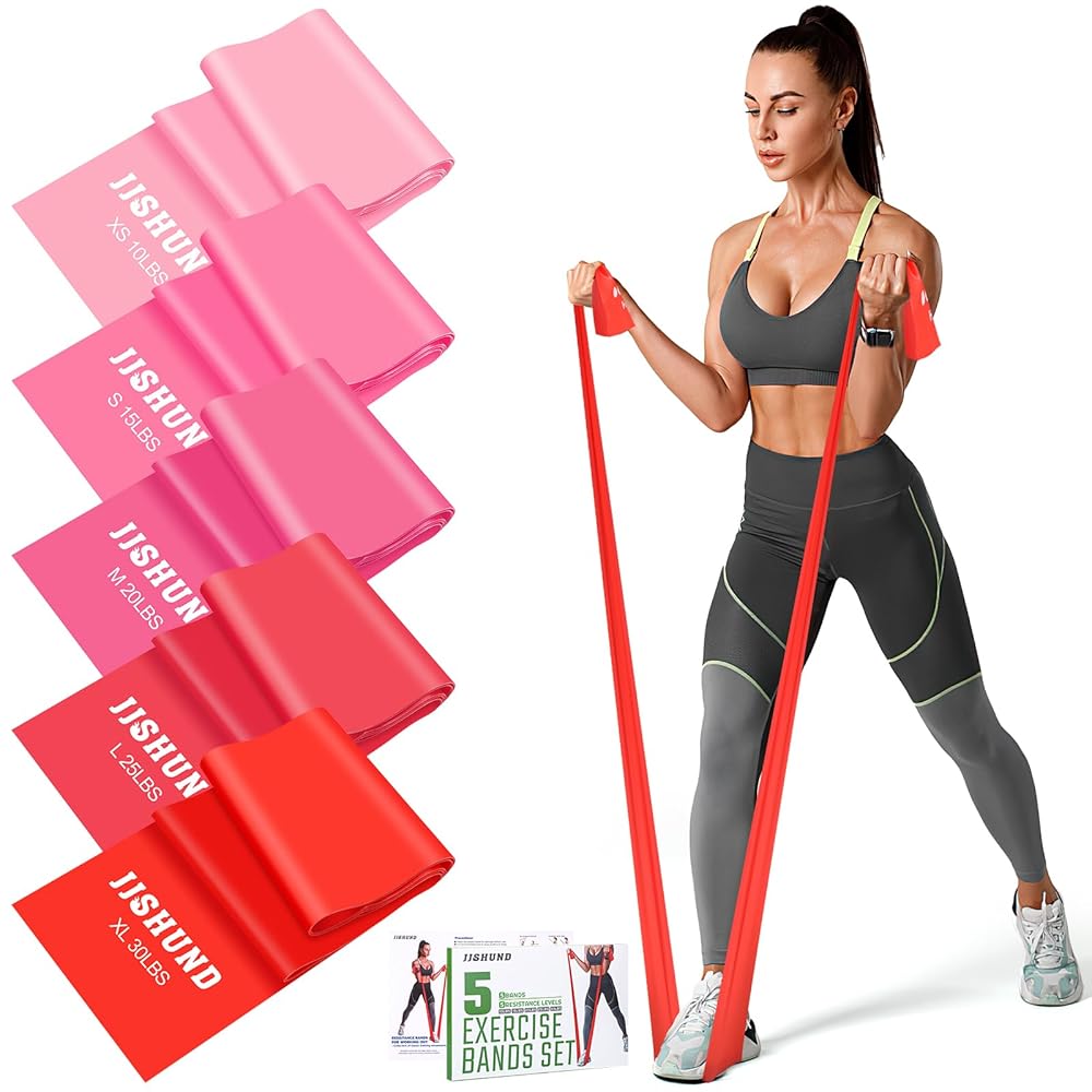 Resistance Bands, 5 Pcs Exercise Bands Elastic Stretch Bands for Fitness Yoga Pilates Stretching Strength Training, Workout Bands for Women and Men Home Gym