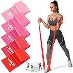Resistance Bands, 5 Pcs Exercise Bands Elastic Stretch Bands for Fitness Yoga Pilates Stretching Strength Training, Workout Bands for Women and Men Home Gym