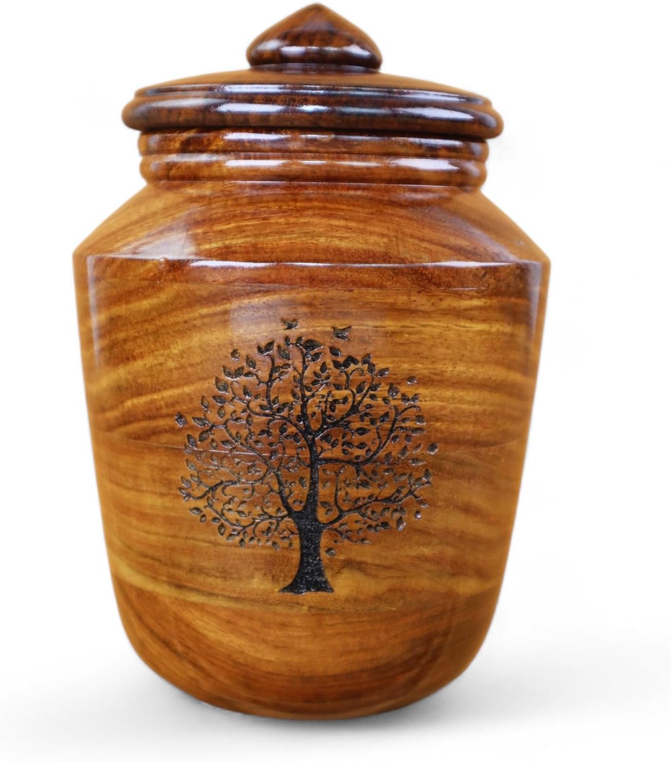 Handcrafted Rosewood Cremation Urn – Tree of Life Memorial Urn for Human or Pet Ashes – Wooden Keepsake Funeral Urn, 85 Cubic Inches