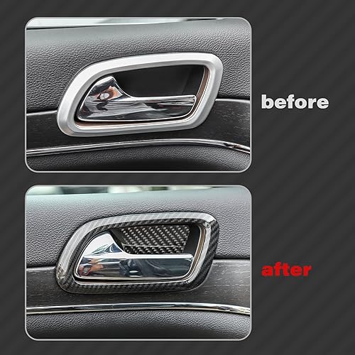 Miniatura 5 de Xotic Tech - Moldura decorativa para manija interior de puerta, patrón de fibra de carbono, compatible con Jeep Grand Cherokee 2011-2019