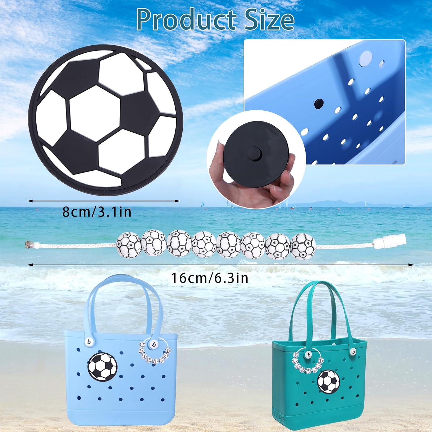 2Pcs Sports Ball Style Charms for Bogg Bag Accessories Compatible with Bogg Bag Original All Models image 2