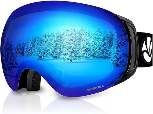 Miniatura 7 de VANRORA Gafas de esquí Pro, lentes intercambiables sin marco, para snowboard, 100% protección UV, antiniebla, para hombres, mujeres y jóvenes