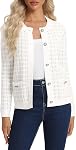 Urban CoCo Women's Open Front Button Down Knit Cropped Cardigan Casual Long Sleeve Sweater Jacket