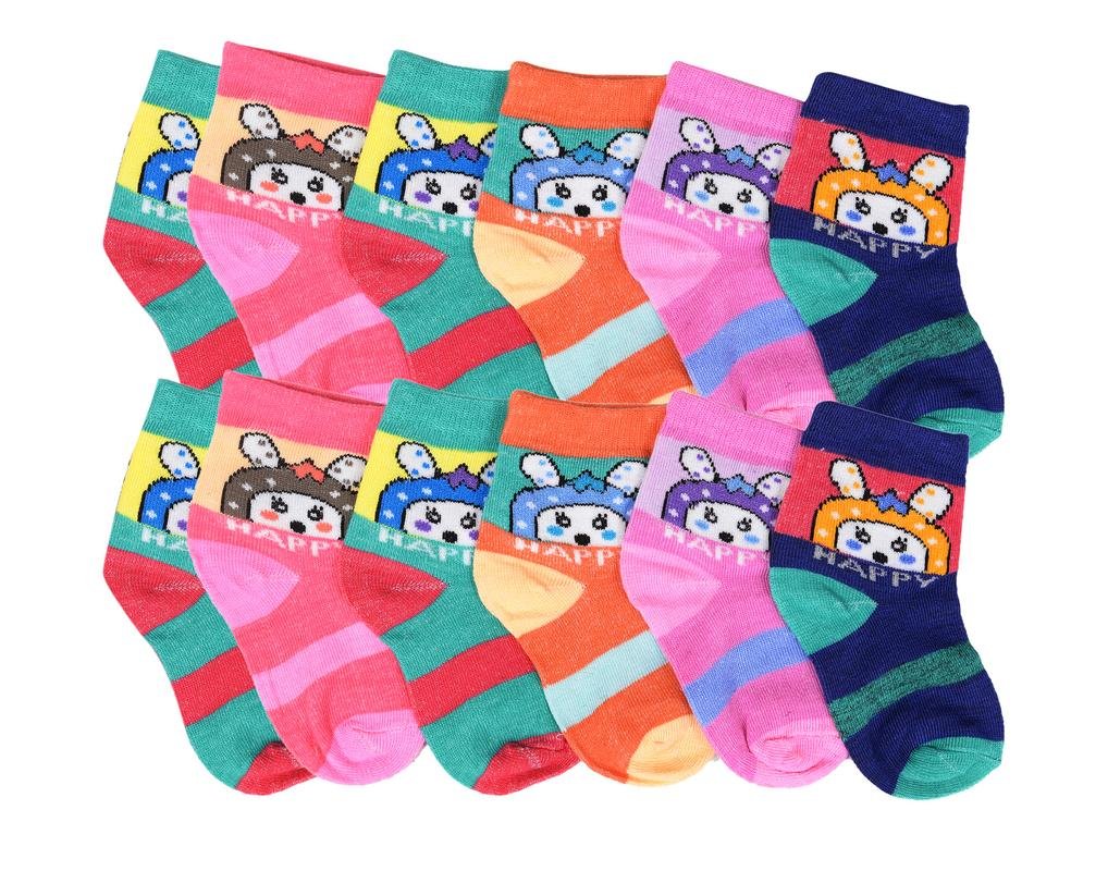 Devil Kids Multi-Color Cotton Ankle Length Socks Pack Of 12-image-1