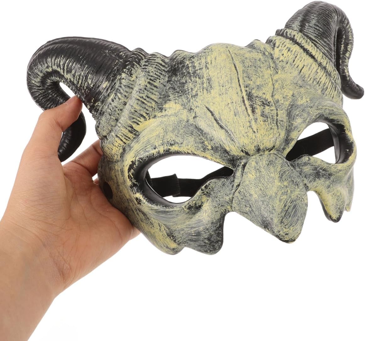 STOBOK Halloween Devil Mask Horror Half Face Mask Scary Horn Ghost Monster Cosplay for Halloween Cosplay Costume Beige - Image 9