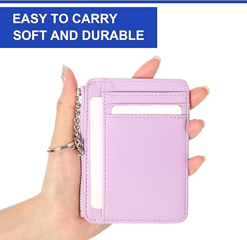 Miniatura 3 de Buryeah 2 carteras minimalistas delgadas de cuero con bolsillo frontal, carteras con bloqueo RFID, para mujer, tarjetero para tarjetas de crédito