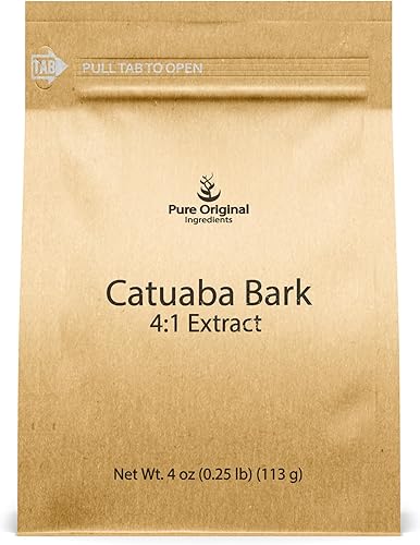 INGREDIENTES PUROS ORIGINALES Extracto de corteza de catuaba, 4 oz, extracto 4:1, polvo fino, suplemento dietético
