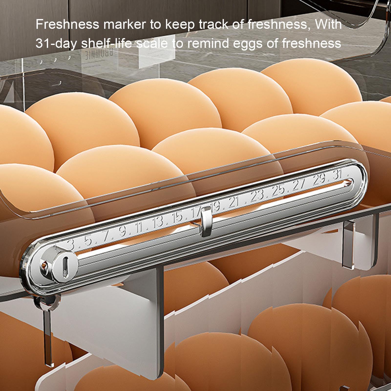 Dispenser automatico per uova con 2 ripiani, contenitore per uova trasparente, impilabile, organizer per frigorifero con coperchio, grande capacità salvaspazio per frigorifero