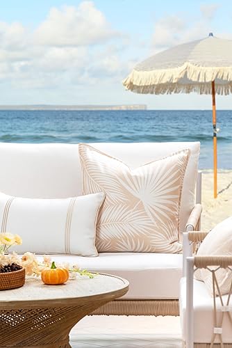 Miniatura 2 de Hofdeco Premium Funda de almohada otoñal para patio interior y exterior, 20 x 20 pulgadas, repelente al agua para patio trasero, sofá, hoja de palma