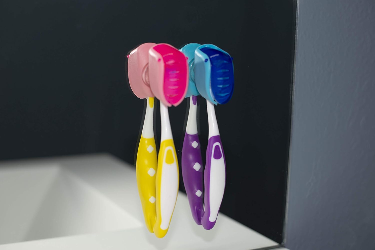 Flippit Toothbrush Holder/Cover with Suction Cup for a Clean, Ventilated Toothbrush, Set of 2, Colors May Vary : Home & Kitchen