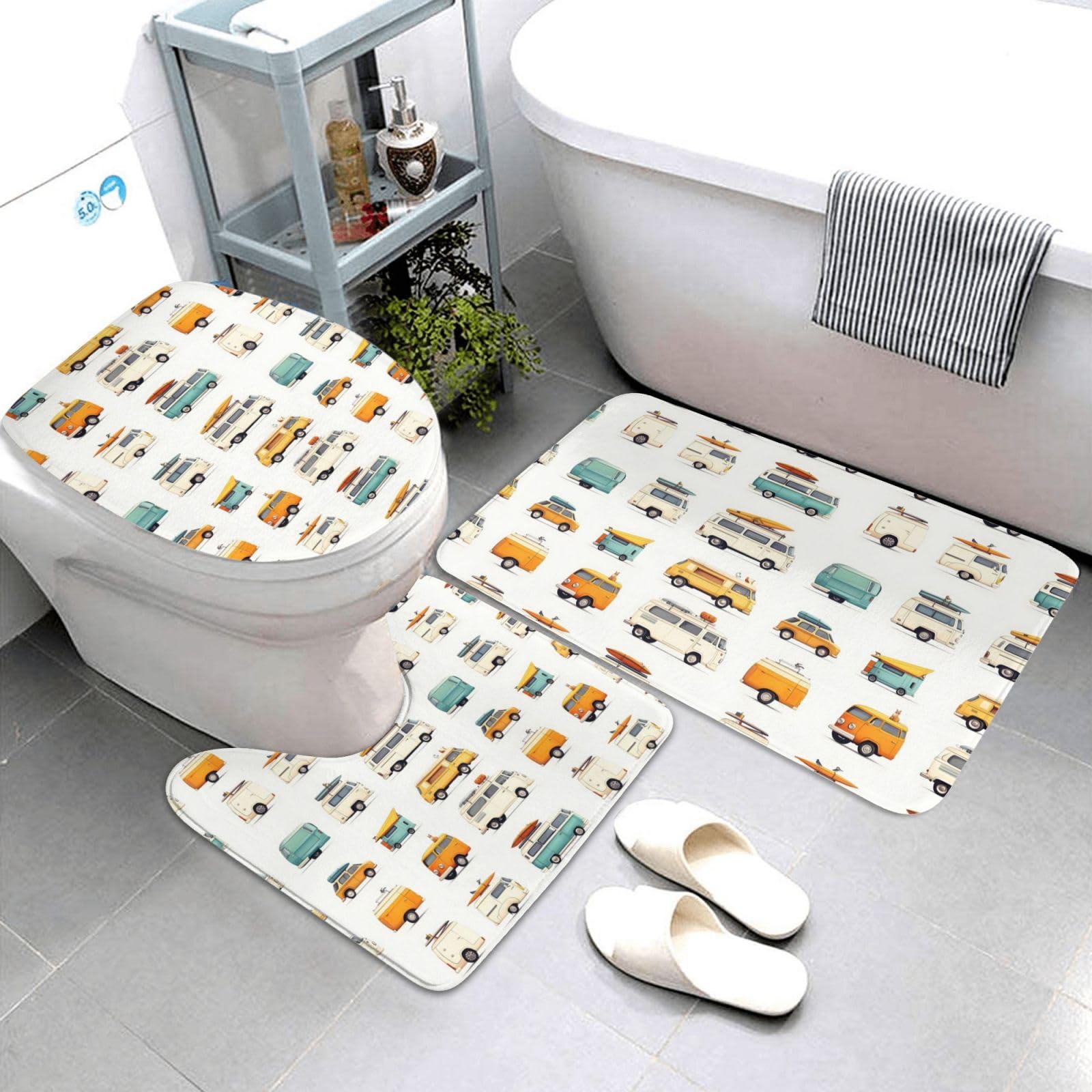 Tapis de bain en forme de U doux absorbant lavable pour toilettes