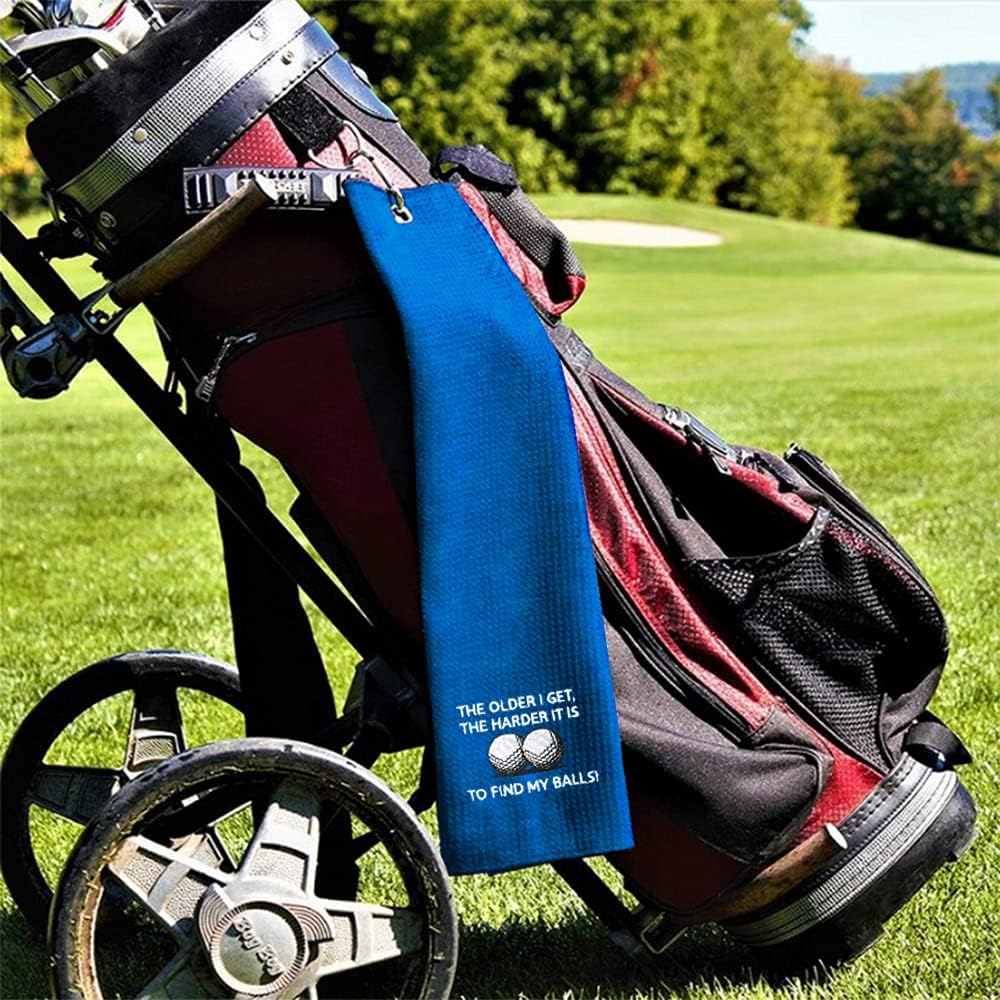 review DYJYBMY The Older I Get The Harder It is to Find My Balls Funny Golf Towel,Embroidered Golf Towels for Golf Bags with Clip,Golf Gifts for Men,Birthday Gifts for Golf Fan,Retirement Gift