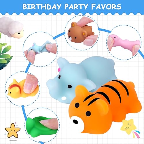 Miniatura 4 de POKONBOY 30 piezas de juguetes Squishies Mochi, mini Kawaii Squishy animales del bosque, juguetes para aliviar el estrés, cesta de Pascua, Navidad,