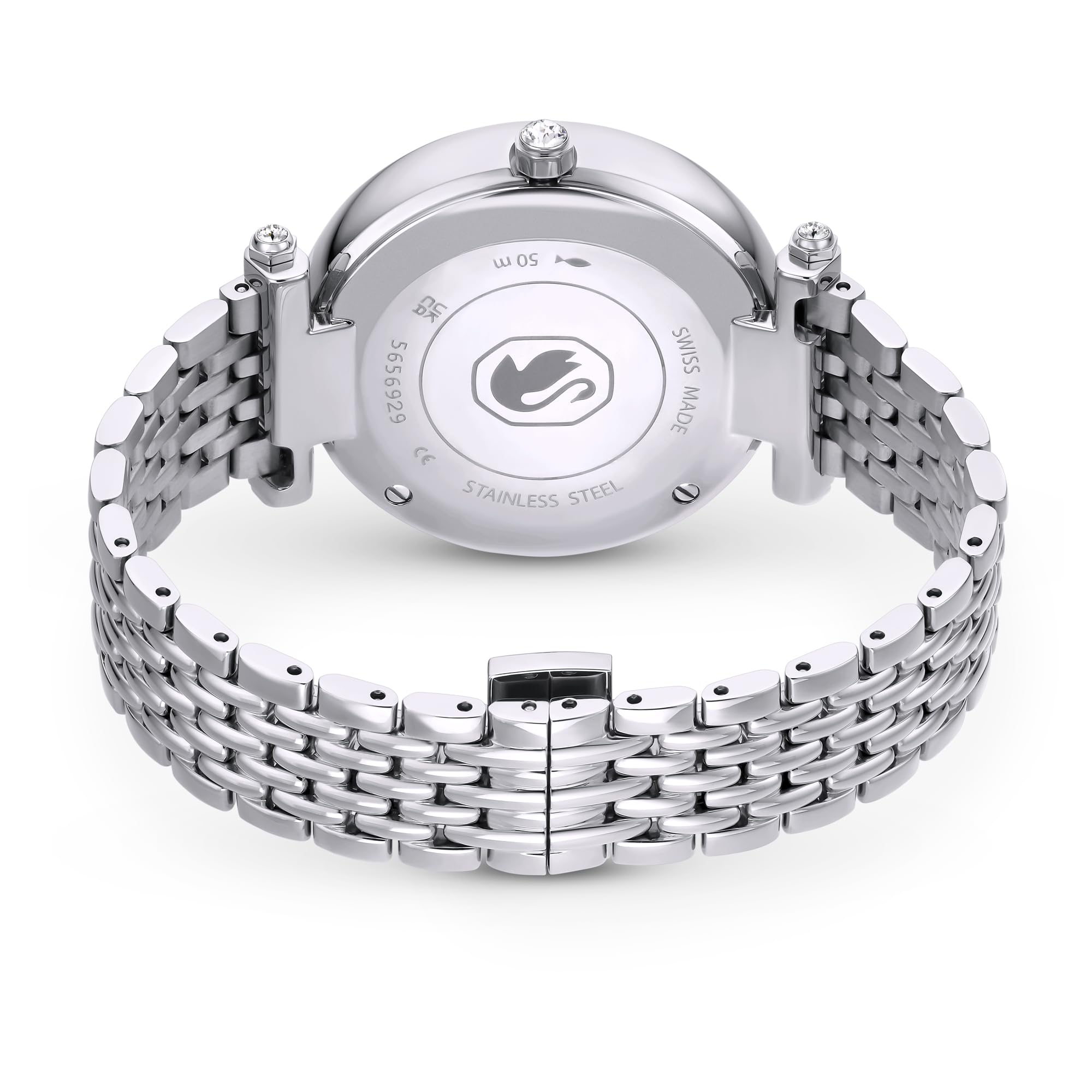 Swarovski Crystalline Wonder Uhr, Silberfarbene Damenuhr mit Edlem Zifferblatt mit Swarovski Kristallen und Verstellbarem Metallarmband