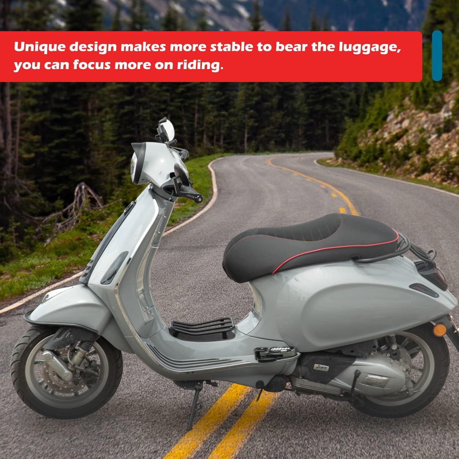 Motorcycle Front Luggage Rack Cargo Bracket Stand Foot Pedal Holder Compatible with P.iaggio Vespa Sprint 150 Sprint150 2016-2021 Primavera Spring 125 150 Primavera125 Primavera150 2014-2021 (Chrome)