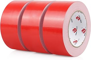 BOMEI PACK 3 Pack Duct Tape Red,2 Inch x 30 Yards,9 Mil Thick Heavy Duty Strong Tape Duct,Waterproof,No Residue,Flexible,Tear by Hand,Industrial Grade for Repairing,Fxing and Packaging (Red)