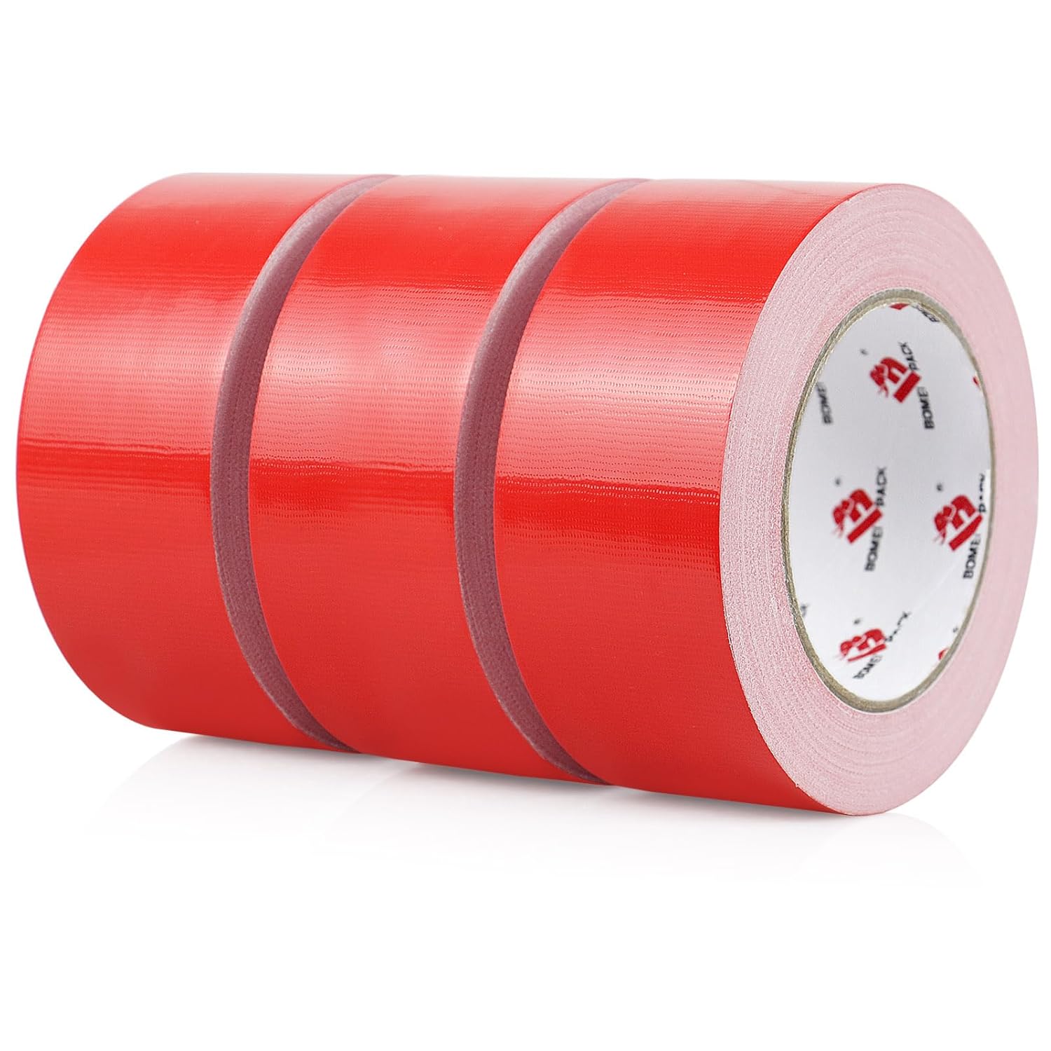 BOMEI PACK 3 Pack Duct Tape Red,2 Inch x 30 Yards,9 Mil Thick Heavy Duty Strong Tape Duct,Waterproof,No Residue,Flexible,Tear by Hand,Industrial Grade for Repairing,Fxing and Packaging (Red)