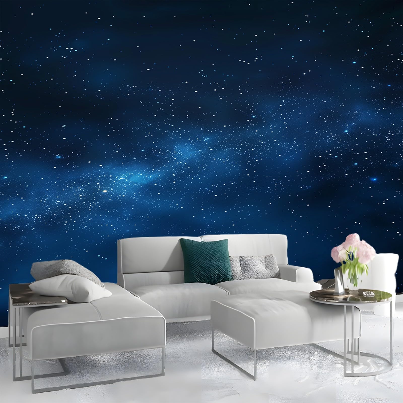 Fototapete 3D Effekt Sternenhimmel Dunkelblau 400x280 cm Vliestapete Wohnzimmer Schlafzimmer Vlies Tapete Art Wandtapete UV-Beständig Wanddekoration Tapete