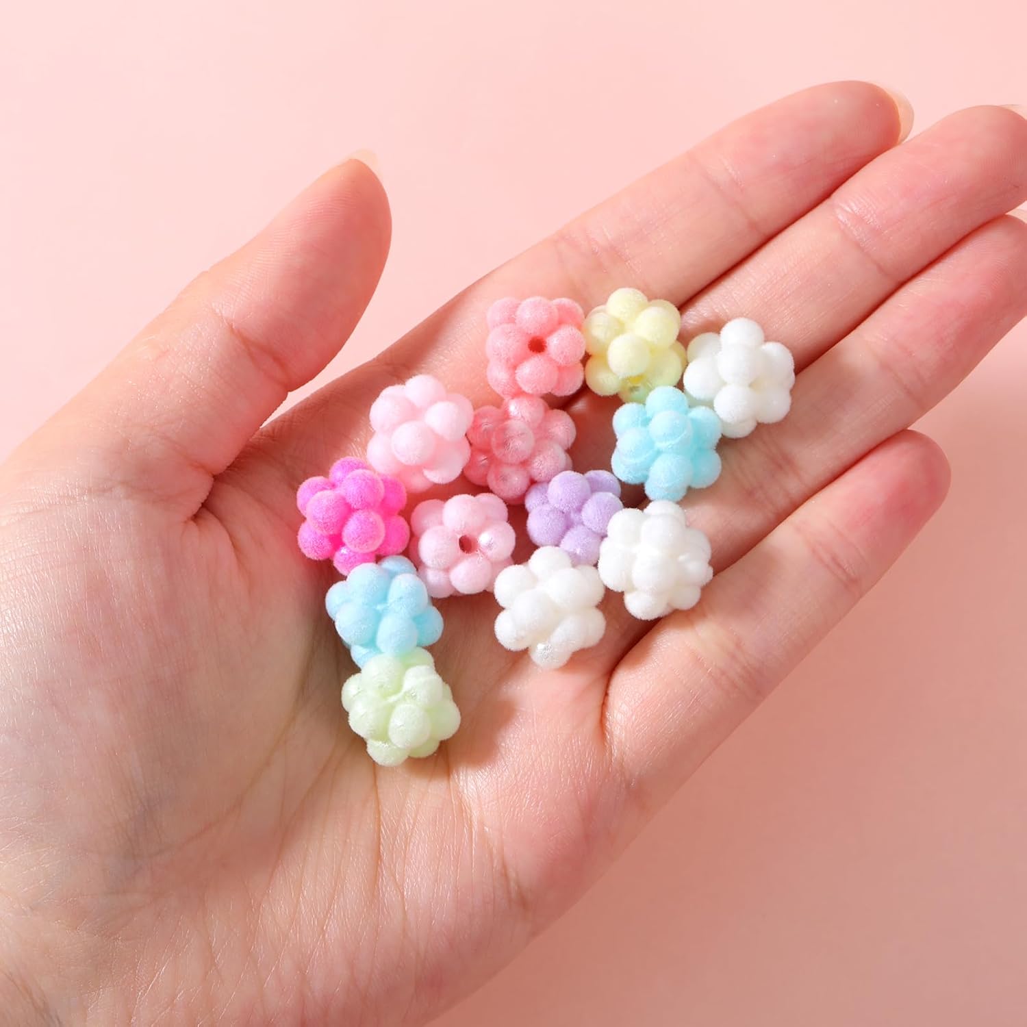 50 Pack Colorful Velvet Bead Pom Pom Beads Soft Fuffy Spacer Bead for Beadable Pens Jewelry Making Beadable Keychains Bracelet Earring Necklace - Image 6