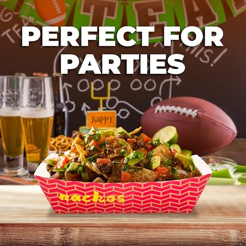 Miniatura 6 de Bandejas de nacho  Bandejas desechables de papel para nachos para concesiones y fiestas de nachos (color blanco, paquete de 100)