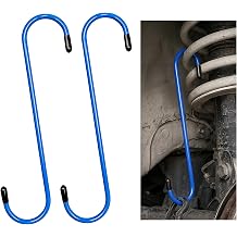 2PCS Car Brake Caliper Hooks, Rustproof Auto Brake Caliper Compression Tool Hanger with Rubber Tips, Durable S-Shaped Automotive Tool Hook for Braking Bearing Axle Suspension (Blue)
