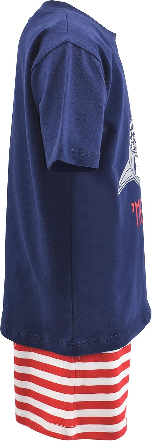 Unique Baby Boys 2pc Shorts Set Outfit Short Sleeve Shirt with Graphic Applique Print and Shorts