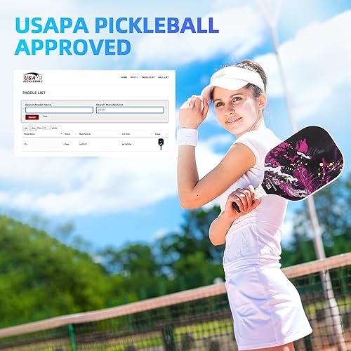 Miniatura 6 de Juego de 2 palas de pickleball para todas las habilidades, 99.99% fibra de carbono de grafito con núcleo de panal de abeja, agarre cómodo, raqueta